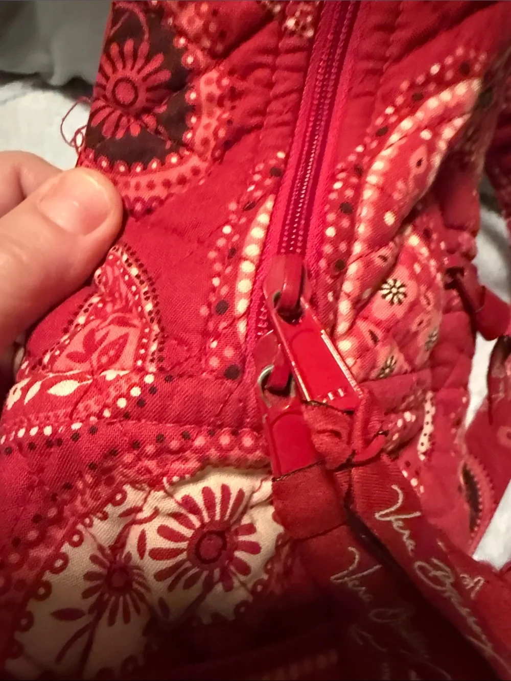 Vera Bradley Raspberry Fizz Backpack Retired 2008 Red Paisley Quilted